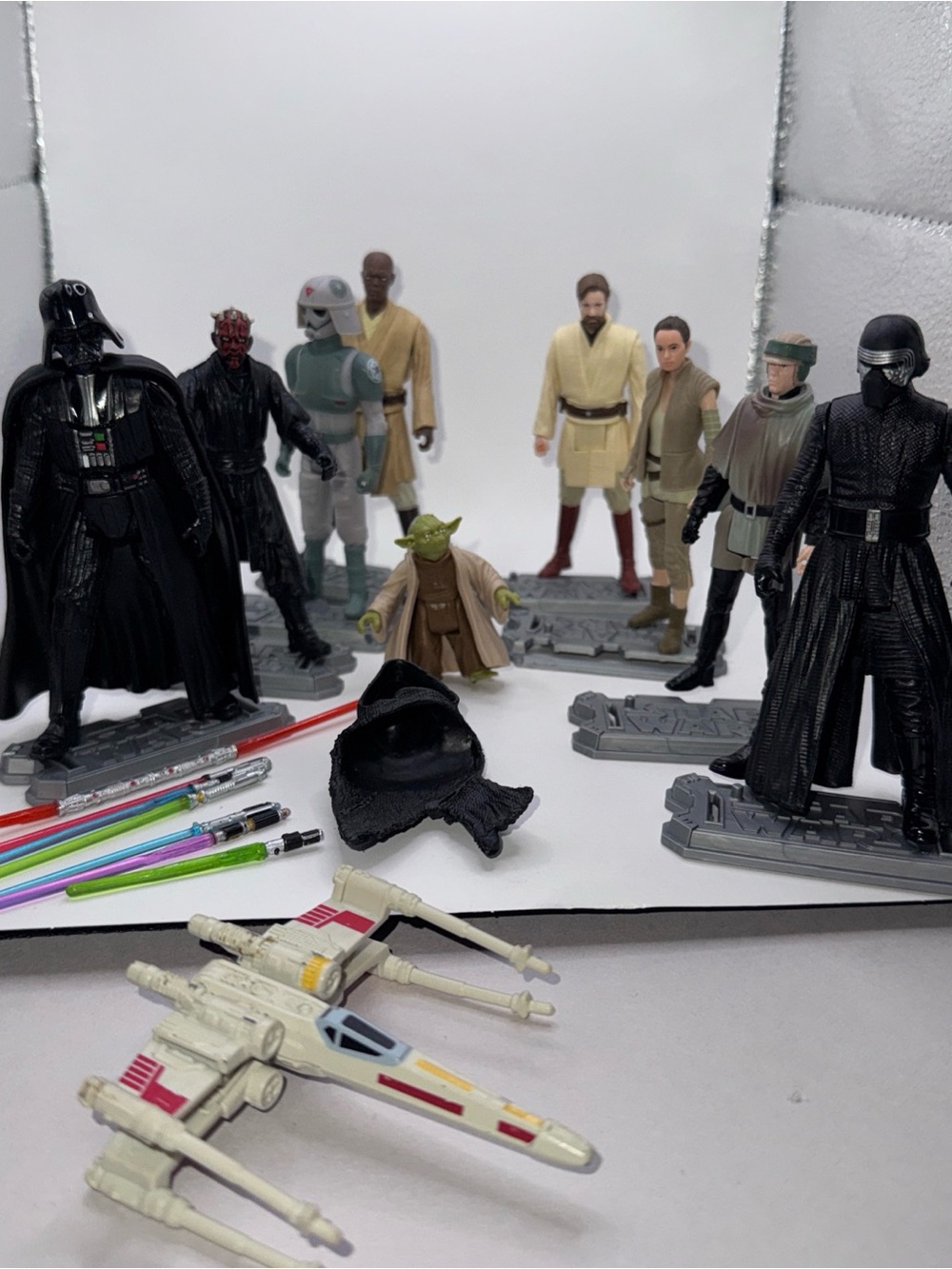 Star Wars Kids Toy Action Figure Set with X-Wing - Black, Beige, Green